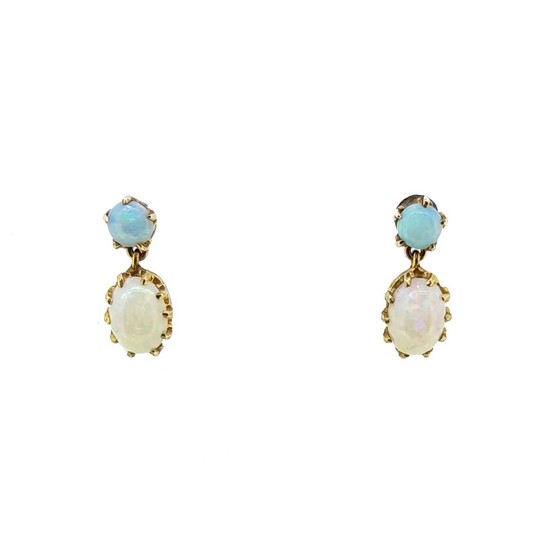 A pair of opal ear pendants