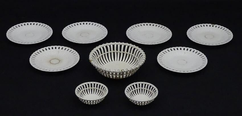 A quantity of Continental creamware chestnut baskets