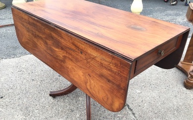 A regency mahogany pembroke table with rounded rectangular top with...
