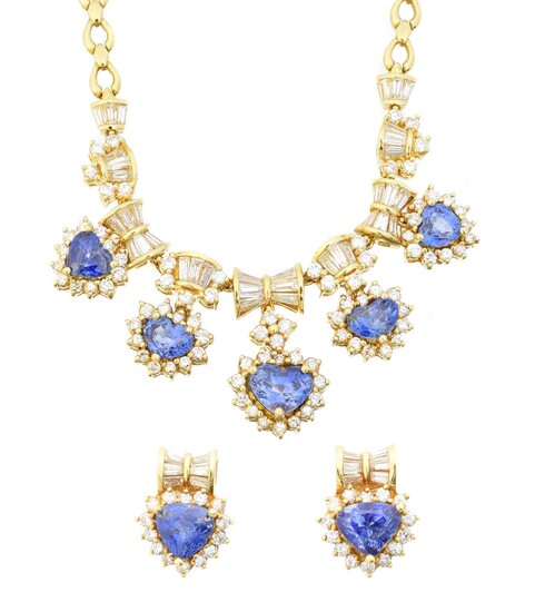 A suite of sapphire and diamond jewellery