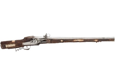A wheellock rifle with staghorn stock, collector's replica in the style of the 17th century