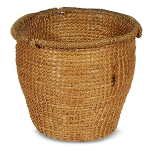 A woven fiber basket 20th century H: 12 1/2...