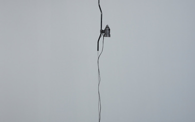 ACHILLE CASTIGLIONI & PIO MANZU. Flos, floor lamp/wall lamp, model 'Parentesi', steel, plastic, 1971, Italy.