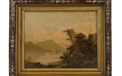 ANTIQUE AMERICAN NY LAKE GEORGE WATERCOLOR PAINTING