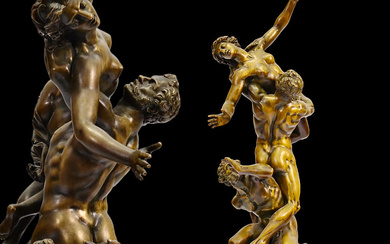 "Abduction of the Sabine women" Bronze sculpture, signed "Jean de...