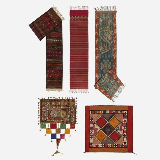 African and Asian, Collection of five textiles