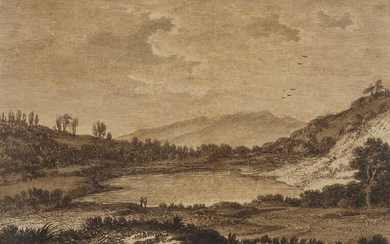 Alexander Cozens, British 1717-1786- The Small lake; pen and black ink and grey wash on paper, signed with the artist's initial â€˜Câ€™ (lower left), 11.3 x 15 cm. Provenance: Collection of L. H. Gilbert.; With Thomas Agnew & Sons, London...