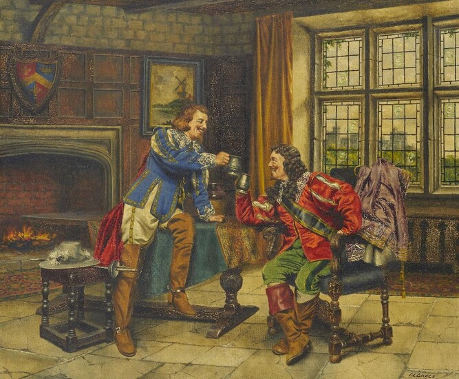 Alfred Lyndon Grace, British 1867–1949- Cavaliers’ Toast; oil on canvas, signed (lower right), 51 x 61 cm. Provenance: Private Collection, UK (since 2009).