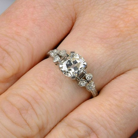 An Art Deco platinum old-cut diamond single-stone ring