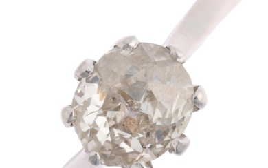 An early 20th century 1ct solitaire diamond ring, claw set w...
