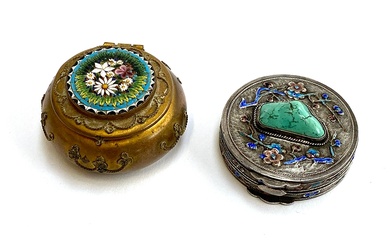 An early 20th century Chinese export silver and enamel pill ...