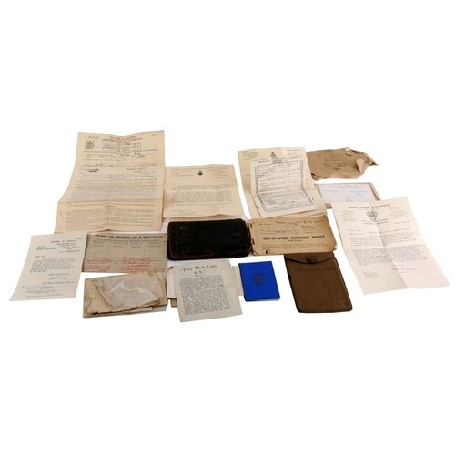 An interesting collection of WW1 documents, paperwork and pe...