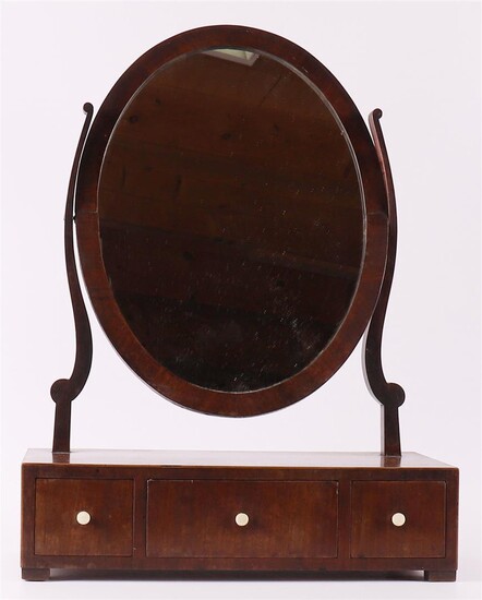 (-), An oval table dressing mirror with drawers,...