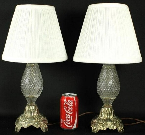 Antique Bronze And Cut Glass Lamps