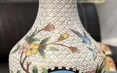 Antique Chinese Large Enamel Old Cloisonne Vase