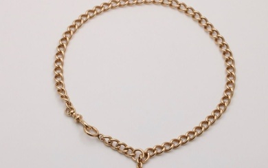 Art Deco Solid 14K Gold Curb Link Watch Chain, 14”...