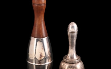 Asprey Silver Plate Bell Cocktail Shaker with Art Deco Bowling Pin Shaker