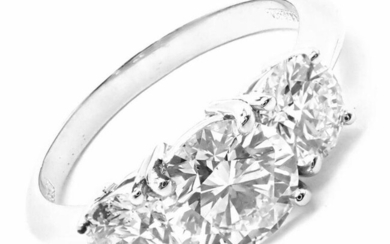 Authentic! Tiffany & Co Platinum 2.07ct Three Stone Diamond Band Ring GIA
