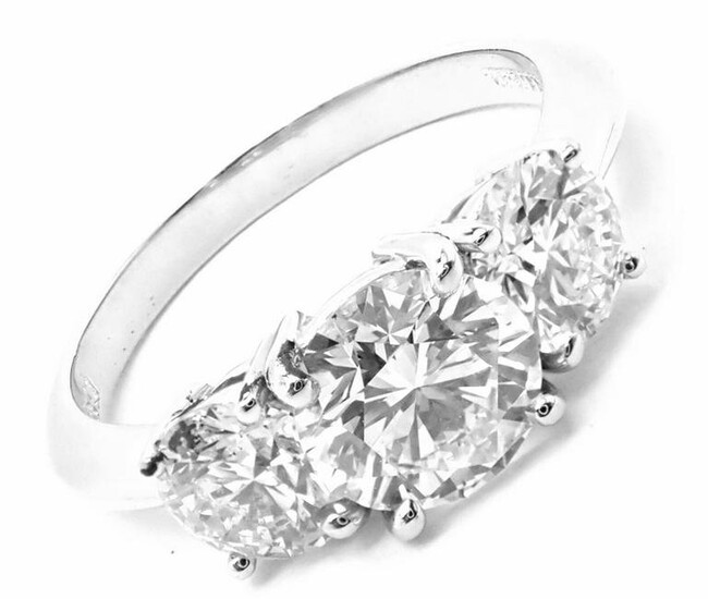 Authentic! Tiffany & Co Platinum 2.07ct Three Stone Diamond Band Ring GIA