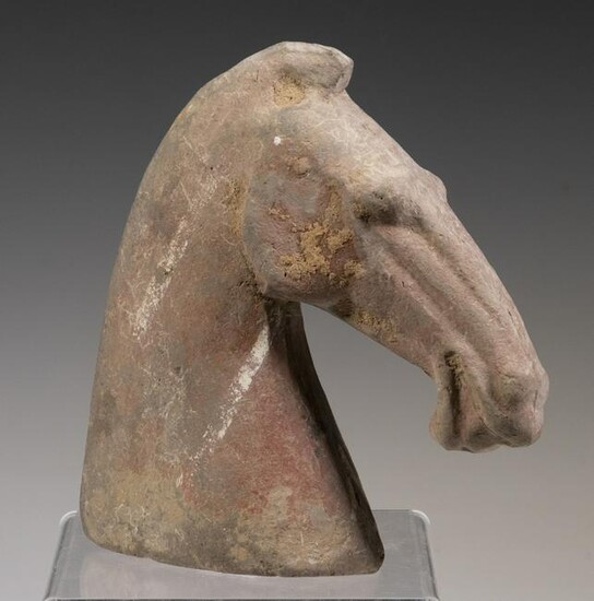 CHINESE HAN DYNASTY POTTERY OF A HORSE'S HEAD (206 BC