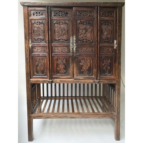 CHINESE MARRIAGE CABINET, 19th century Chinese lacquered wit...