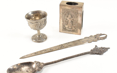 COLLECTION OF EASTERN WHITE METAL ITEMS