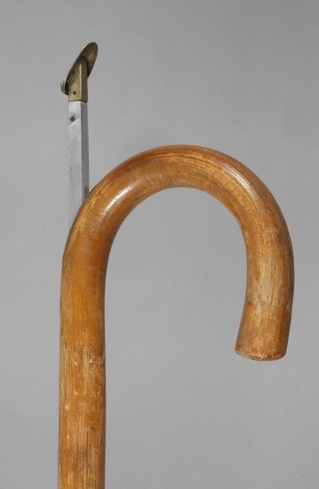 Canne systèmePortugal, vers 1920, non marqué, canne à crochet ronde en bambou avec montures en...