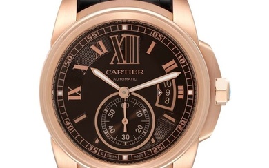 Cartier Calibre Rose Gold Brown Dial Automatic Mens Watch