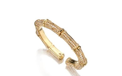 Cartier Gold and Diamond 'Bamboo' Cuff-Bracelet