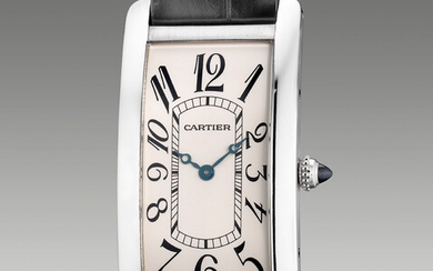 Cartier, Ref. 2843 A fine, attractive and rare limited edition rectangular-shaped platinum wristwatch with certificate and presentation box, numbered 21 of a limited edition of 50 pieces