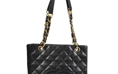 Chanel Black Caviar Petite Shopping Tote PST Chain Tote Handbag