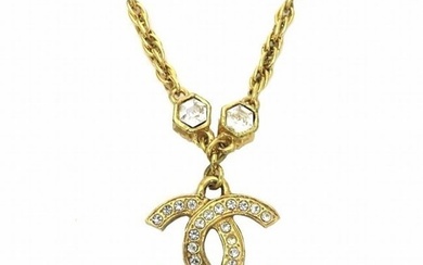 Chanel CHANEL here mark pendant rhinestone vintage brand accessory necklace ladies