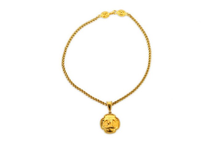 Chanel Gilt CC Pendant Necklace