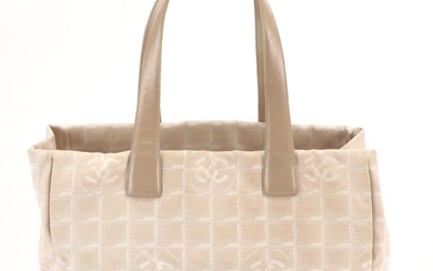Chanel Travel Line Beige CC Nylon and Leather Shoulder Tote Bag