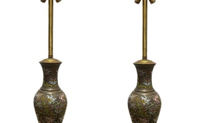 Chinese Champleve Cloisonne Lamps