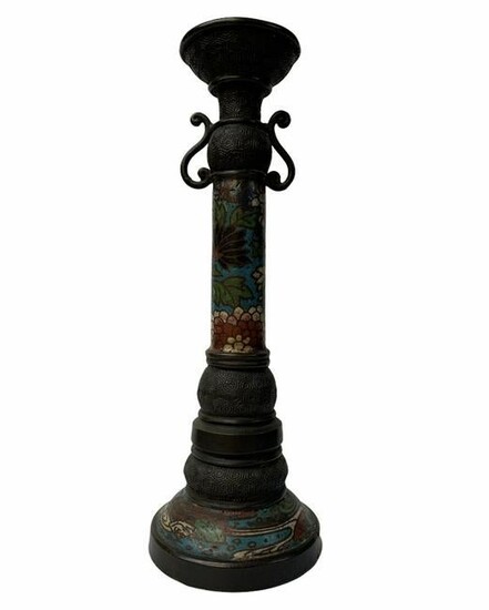 Chinese Cloisonne Bronze Candlestick