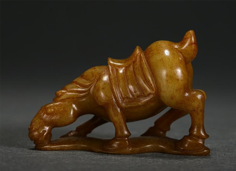 Chinese Hetian Jade Carved Horse Ornament