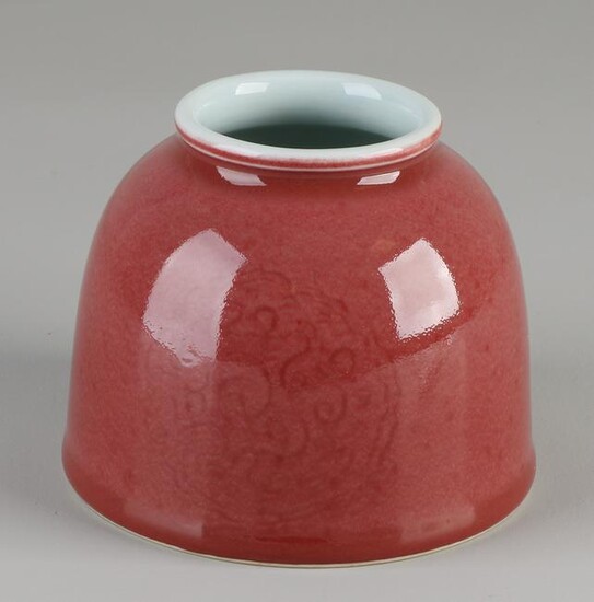 Chinese porcelain jar with cranberry-colored glaze +