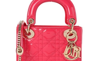 Christian Dior Patent Cannage Mini Lady Dior Pink