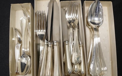 Christofle France silver plate cutlery set orty two pieces...