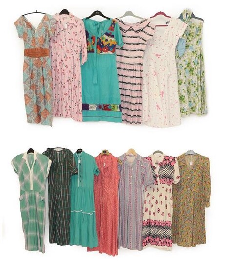 Circa 1950 and Later Ladies' Printed Cotton Day Dresses, comprising...