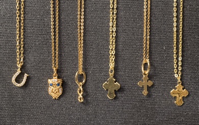 Collection necklaces of gold-plated sterling silver (6)
