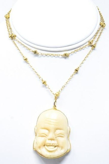 Costume Bone Buddha Necklace