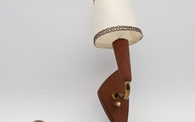 DANISH TEAK WALL LAMP, B&H, 1950S.