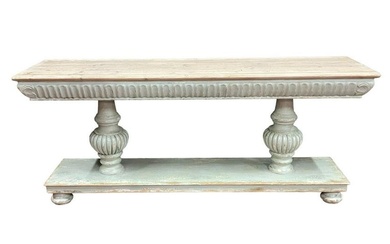 DISTRESSED GREEN FINISH CONSOLE TABLE
