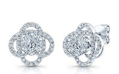Diamond Crossed Knot Earrings In 14k White Gold