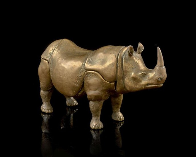 ÉCOLE MODERNE Rhinocéros Sculpture en plâtre...