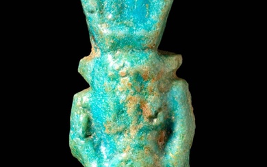 EGYPTIAN FAIENCE DECORATED BES AMULET