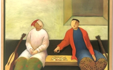 ENG TAY MALAYSIAN B. 1947 OIL ON CANVAS, "THE GAME"