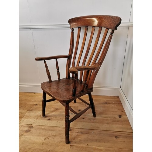 Early 20th C. ash and elm open arm chair {106 cm H x 60 cm W...